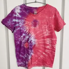 ギルダン 半袖Tシャツ タイダイ S 紫赤 綿 デイリーのサムネイル