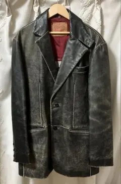 90s-00s レザー テーラードジャケットM ブラック