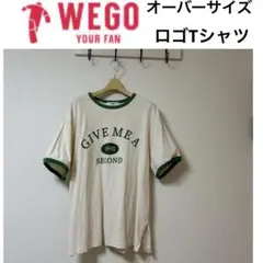 WEGO アイボリー×グリーン　ロゴTシャツ　オーバーサイズ　Ｍのサムネイル