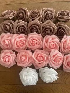 造花ローズ 22個セット（ピンク・ホワイト・ブラウン）
