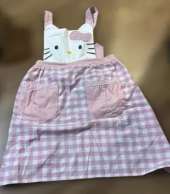 ハローキティ エプロン ピンク チェック柄　かわいい　保育士　サンリオ