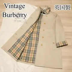 極上 ビンテージ バーバリー ステンカラーコート BURBERRY 襟裏チェック