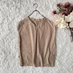 NOLLEY'Sストライプフレンチスリーブブラウス（ 36）ブラウン系