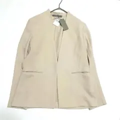 セオリーリュクス 定価4,6万ノーカラージャケット M ベージュ トリアセテート