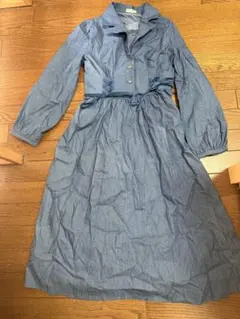 axes femme デニムブルー シャツワンピース