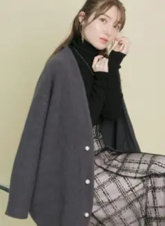 パール付fox混ニットミドルコート アプワイザーリッシェ