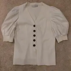 CELFORDセルフォードポワン半袖アイボリーカーディガン