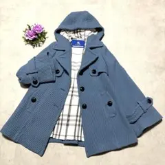 【美品】バーバリー　ブルーレーベル　コート　 ノバチェック　ミドル丈　フード　M
