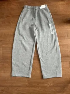 GU ヘビーウェイトスウェットバレルレッグパンツ 丈標準 L グレー