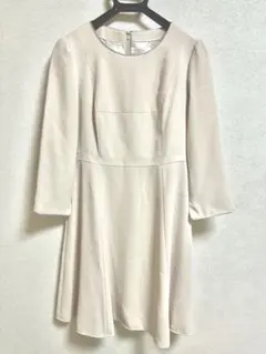 新品【ru 丸井】ベージュ 七分袖 フォーマルワンピース 11号Lサイズ