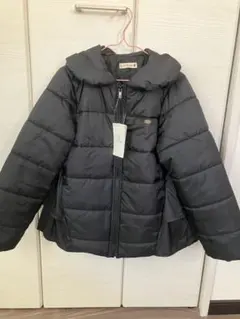 フード付きブラック中綿コート 140サイズ