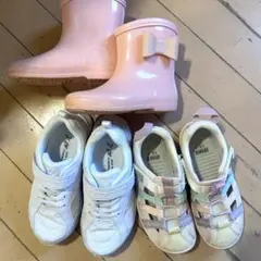 女の子3足セット（17.0レインブーツ、18.0サンダル、18.0スニーカー）