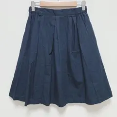 アースミュージック|タック フレアスカート【F】ウエストゴム 綿100 シンプル