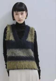 新品未使用ADAM ET ROPE' ブラッシュドボーダーベスト