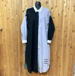 新品 PERSON'S パーソンズ 長袖シャツロングワンピース 薄手 カジュアルのサムネイル