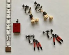 【和風】イヤリング2点、漆のペンダントトップ