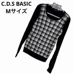 C.D.S BASIC チェック　長袖ニット　セーター　カーディガン　Mサイズのサムネイル