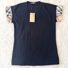新品タグ付　BURBERRY BRIT　カットソー　L ノバチェック　黒