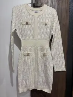 ツイードライクバイカラーニットワンピース／リップサービス（LIPSERVICE）