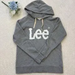 【Lee】フード付き長袖パーカー ロゴ入り グレー レディース Mサイズのサムネイル