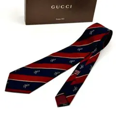 GUCCI グッチネクタイ ネイビー レッド ストライプ スーツ ゴルフ メンズのサムネイル