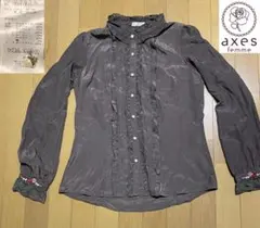 B4　axesfemme　長袖　ブラウス　濃いブラウン　L　usedのサムネイル