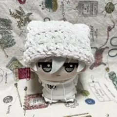 ✿ハンドメイド✿ ちびぐるみ 猫耳ボーダー ニット帽 【ピンク×アイボリー】