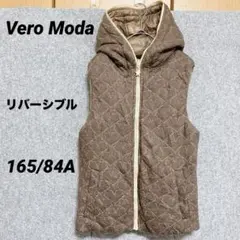 海外古着✨【Vero Moda】リバーシブルフード付きブラウンキルティングベスト