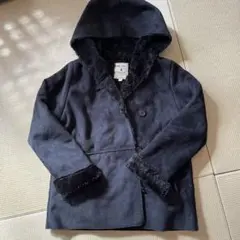 ダークグレー フード付きムートンコート