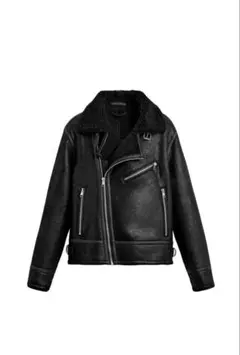 ZARA コントラスト フェイクレザージャケットLサイズ - メルカリ
