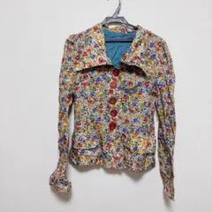 美品】希少✨花柄 ✨テーラードジャケット 赤ボタン　サイズ不明