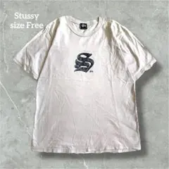 ステューシー Tシャツ ベージュ ロゴプリント コットン 紺タグ B065