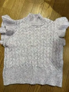 ZARA 薄紫 ケーブル編みベスト 9-10歳 140