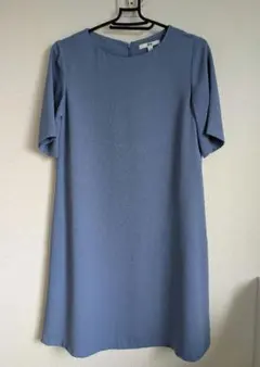 UNIQLO　ブルー 半袖 ひざ丈ワンピース S