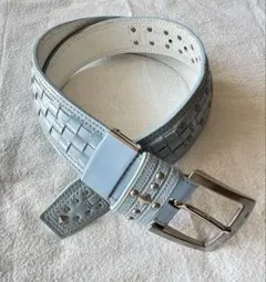 USED アイスブルー エナメル スタッズベルト