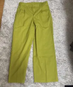 GU タックワイドパンツ イエローグリーン M