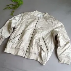 【ゆったりサイズ】MA-1 ブルゾン ジャンパー 光沢感 2XL アイボリー