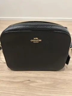 【美品】　COACH ブラックレザー ショルダーバッグ　カメラバック