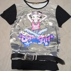 希少レアベティちゃんビッグプリントキラキラ平成ギャルy2kチビTのサムネイル