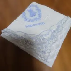 WEDGWOOD ハンカチ 刺繍 レース ホワイト ブルーのサムネイル
