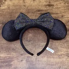 ミニーちゃんカチューシャ ビーズ装飾　ブラック