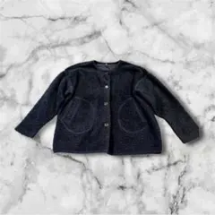 ブルー 青色 フリース ボアジャケット フロントポケット付き