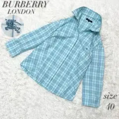 バーバリーロンドン ノバチェック ブラウス シャツ ホースロゴ刺繍 七分袖