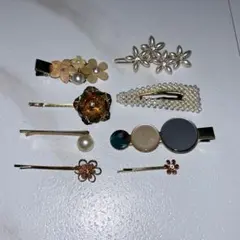 ヘアピン 8個セット 花 パール