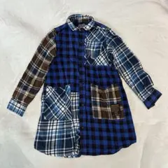 NEEDLE WORKS チェック　長袖 ワンピース　シャツワンピース130
