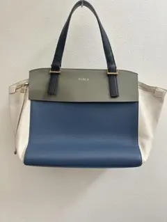 【良品】フルラ　トートバッグ　ハンド　バイカラー　オールレザー