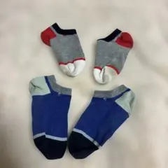 キッズ靴下2足セット（グレー・青・赤）familiar