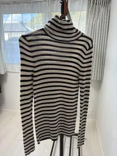 ストライプ タートルネック 長袖ニット