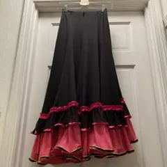 ★美品　フラメンコ スカート スペイン黒 ピンク　86cm★