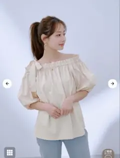 more+me のあプロデュース バルーンシフォンブラウス ピーチミルク 